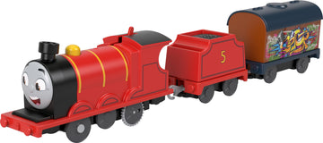 Thomas & Friends Motorized Toy Train Graffiti James Battery-Powered Engine With Tender & Cargo Car For Pretend Play Preschool Kids Ages 3+ Years