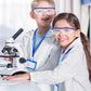 Xtinmee Kids Lab Coat Set - 12 Sets, 36 Pcs, Small, White & Blue, Includes Goggles & ID Card, Perfect for Halloween Dress-Up