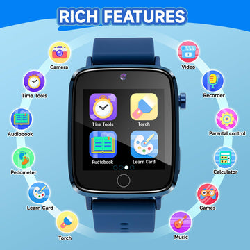 Kids Watch Boys Toys With 26 Games, Zuodun Touch Screen Camera Smart Watch For Kids Age 4-12, Pedometer, Flashlight, Alarm Clock