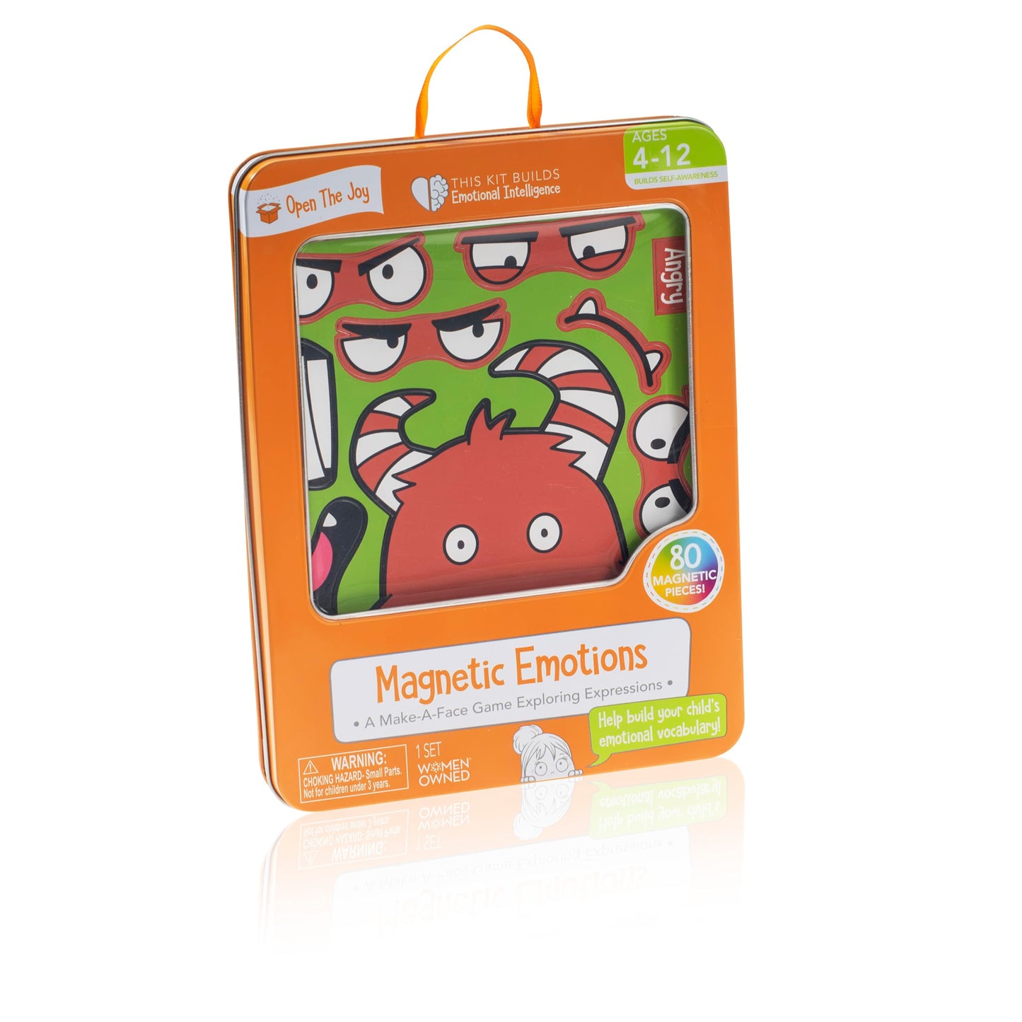 Open The Joy Magnetic Emotions Playset - Medium Green, Paper, Model MONSTIN, Ages 4+ - Explore & Express Feelings with Magnetic Characters