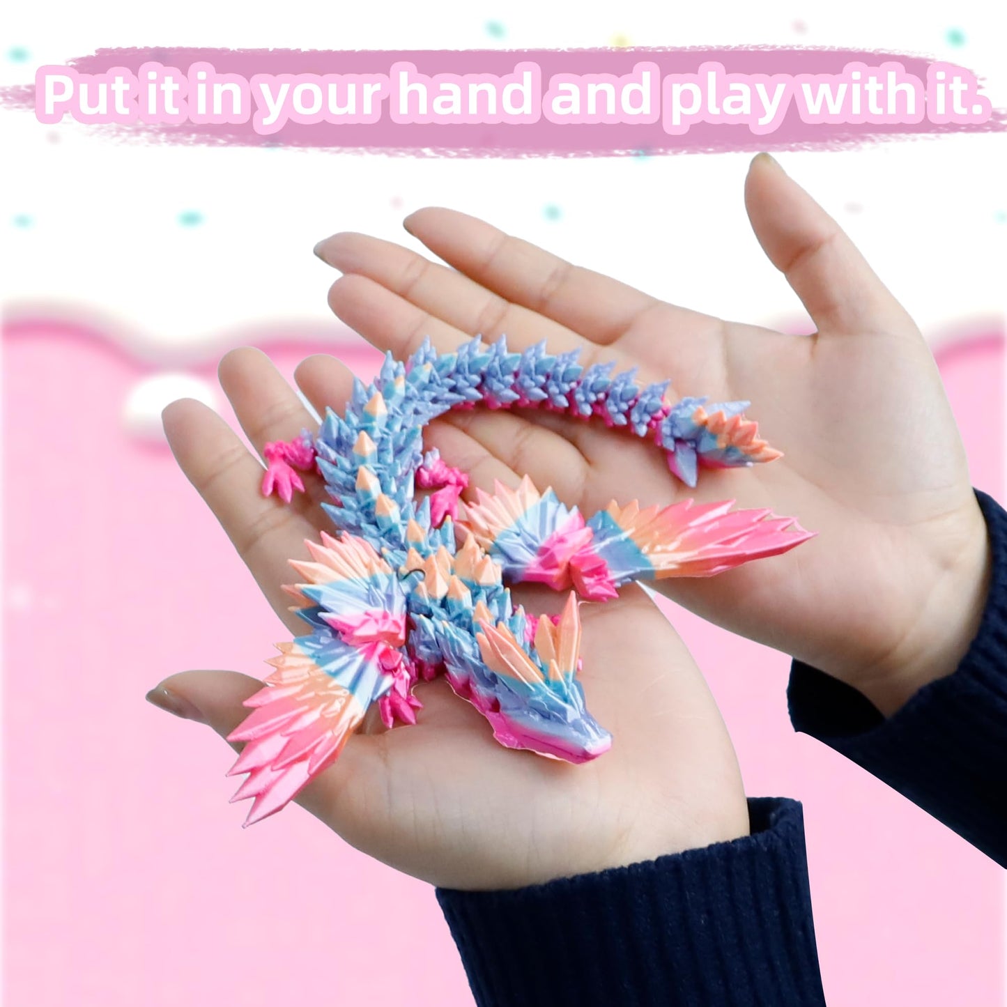 Flavery 3D Printed Flying Dragon In Egg - Rainbow Dino Easter Egg With 9'' Winged Dragon Inside, Easter Basket Stuffers, Colorfu