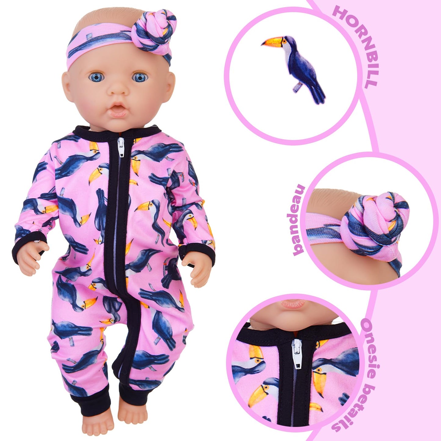Unicorn Element 5 Sets 14-18 Inch Baby Doll Clothes Outfits Casual Wear For 17 Inch Baby Doll 10 Pcs Girl Doll Clothes And Headbands For 15-18 Inch Doll