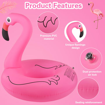 Sinbyuer Flamingo Inflatable Pool Floats, Pool Tubes Swim Ring Pink Pool Float, 42'' Large Pool Float, Pool Inner Tube Beach Flo