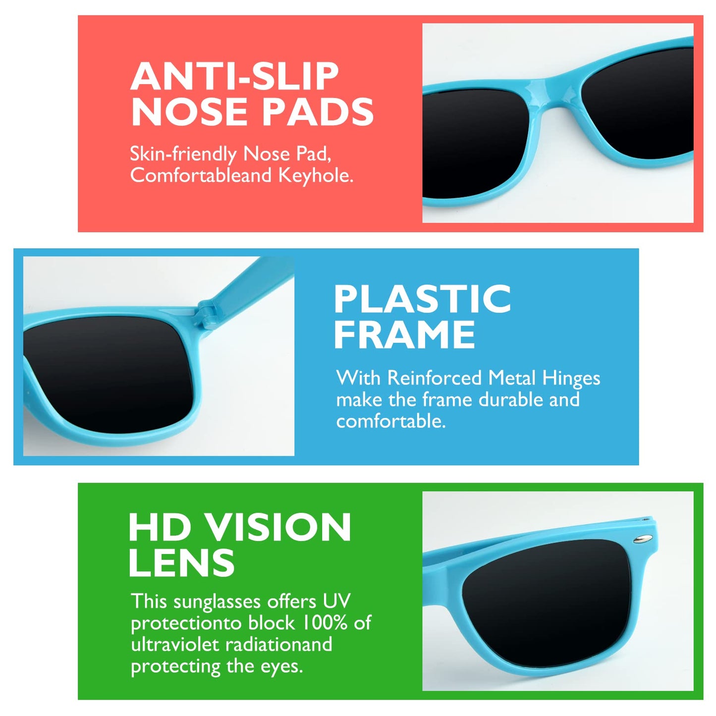 Bouiexye 20 Pack Neon Sunglasses Party Favors for Birthday Party Summer Beach Pool Party Supplies