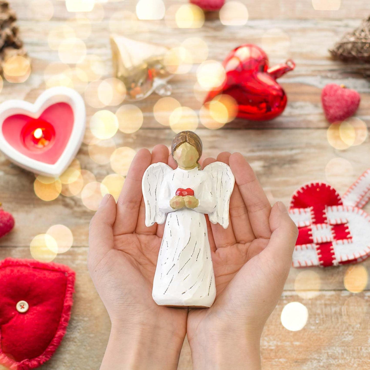 Jingihe Angel Figurines For Women, Guardian Angel Statue, Resin Angels Figurines, Sonny Holding A Heart Angels Statue For Retirement Memorial Mom Nurse Birthday Christmas Sympathy Gifts And Home Decor