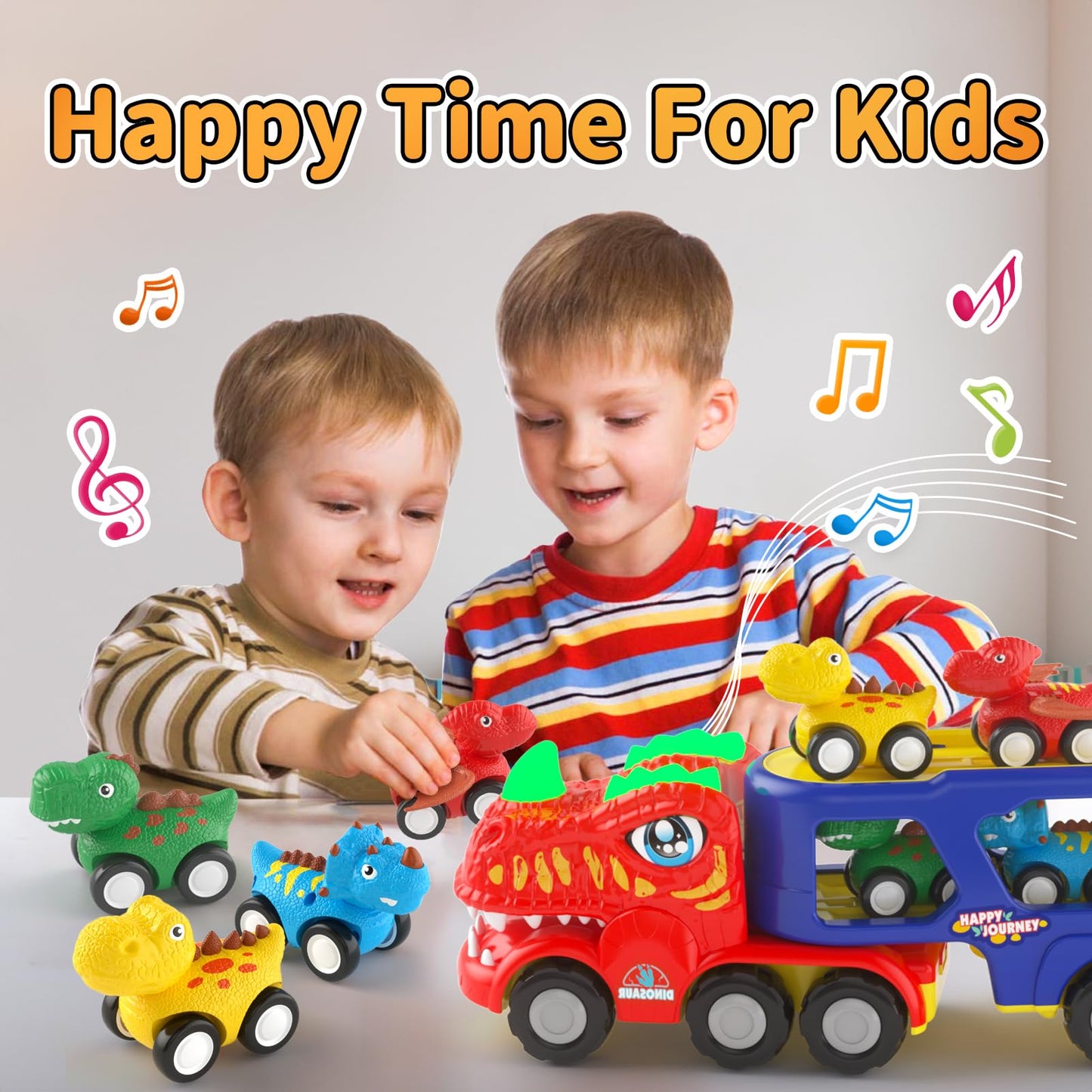newcrave Toddlers Cars Toys for 1 2 3 4 Years Old Boys, 5 in 1 Dinosaur Car Toys for Kids 2-4, Easter Birthday Gifts for Toddler