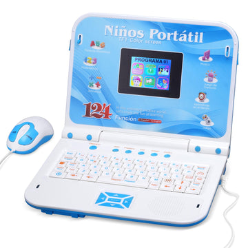 Educational And Bilingual Laptop English/Spanish, Color Screen Kids Laptop With 124 Learning Modes, Computer For Kids Ages 5+