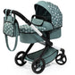 Bayer Design Dolls: Pram Xeo: Stars Green & White - Matching Handbag, Adjustable Handle, For Dolls Up To 20'', Ages 3+