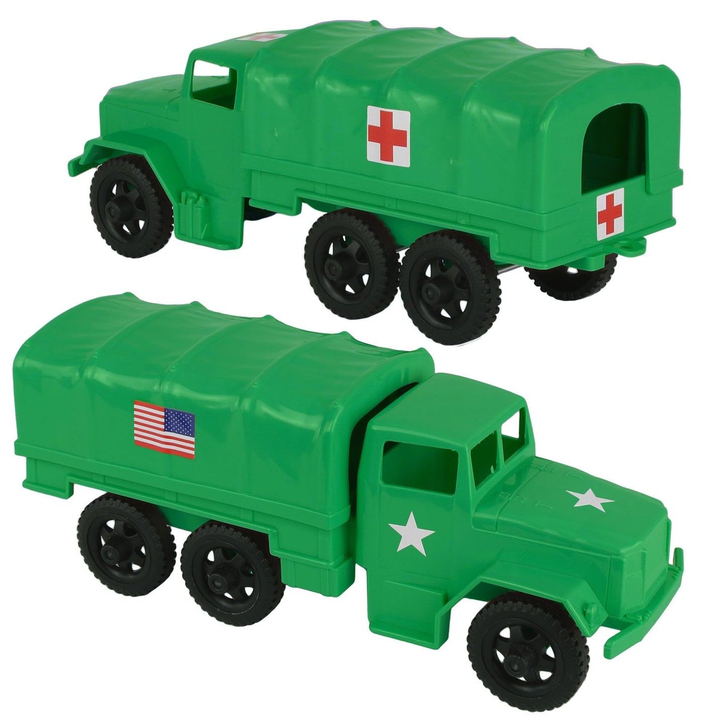 TimMee Plastic Army Men Trucks - Green M34 Deuce and a Half Cargo Vehicles US Made