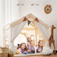Besrey Kids Tent, Kids Playhouse 2 In 1 With Padded Mat And Lights, Large Play Tent With 2 Doors & 4 Windows, Kids Play Tent Indoor & Outdoor, Christmas Toddler Tent For Kids, 51' X35' X 51'