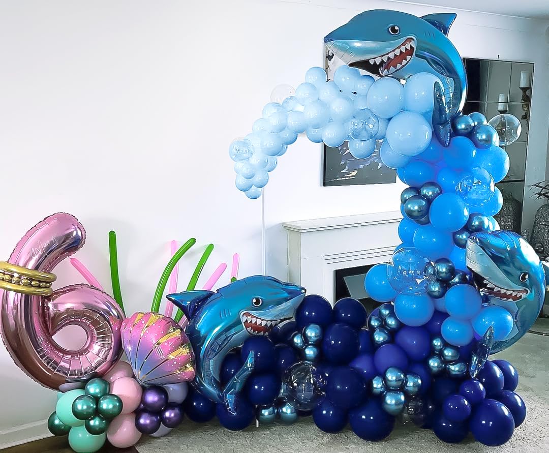 Bezente Blue Balloons Set,60Pcs 12 Inch Metallic Blue Pearl Blue Navy Blue Pastel Blue Latex Balloons Kit For Birthday,Baby Show