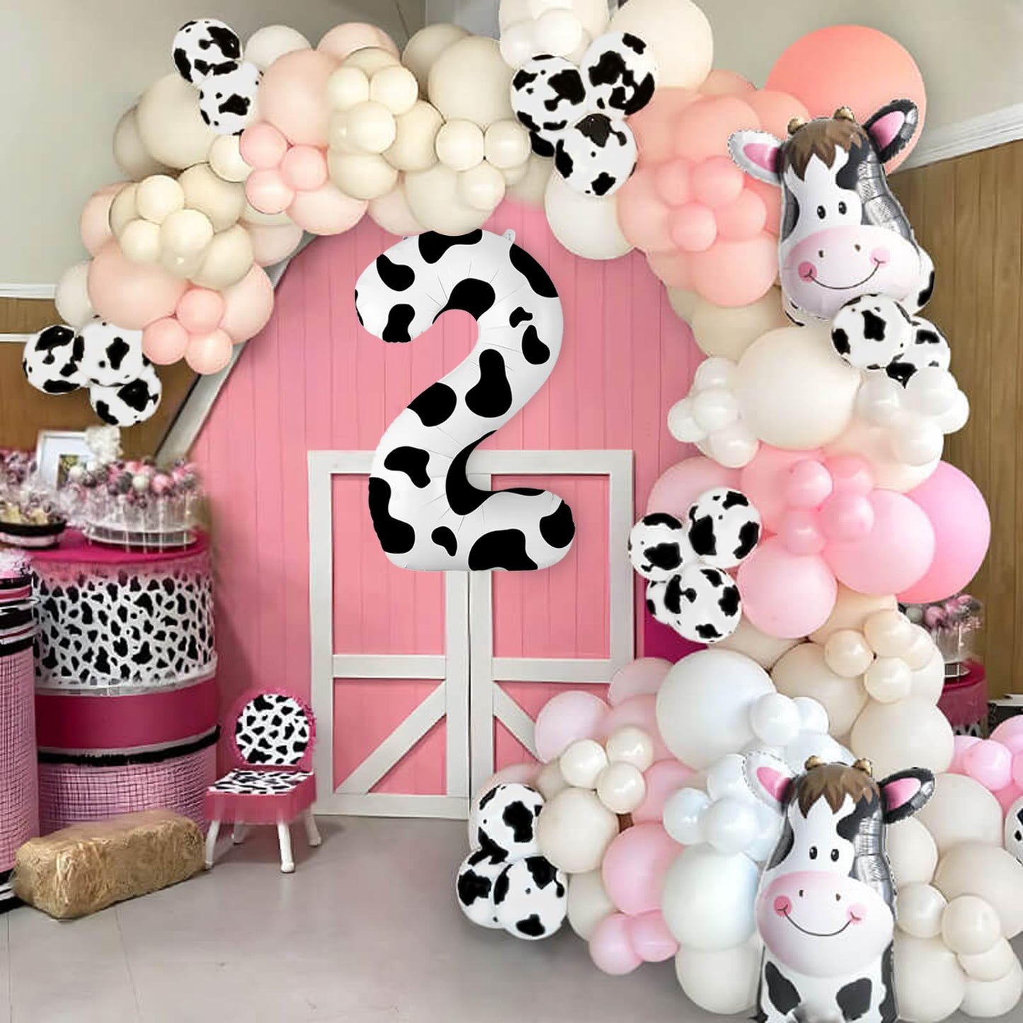 40 Inch Cow Print Balloon, Number 2 Balloons Cow Balloons For 1St Birthday Decoration, Large Cow Number Balloons For Western Par