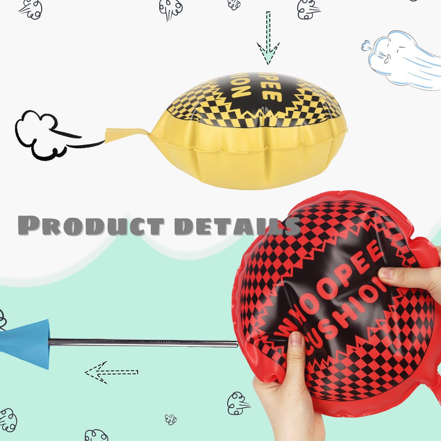 Poplay 3 Pcs Whoopee Cushions, 3 Colors Fart Prank Noise Maker Toys For Novelty Party Favors Kids April Fool'S Day(10,8,6 Inch)