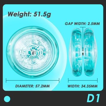 Looping Yoyo D1 Responsive Yoyo For Kids - 2A Loop Yoyo For Beginner, Starter Yoyo Easy To Play Basic String Tricks Yoyo With 12 Yoyo Strings, 2 Bags, 2 Yoyo Gloves(Crystal Black And Crystal Blue)