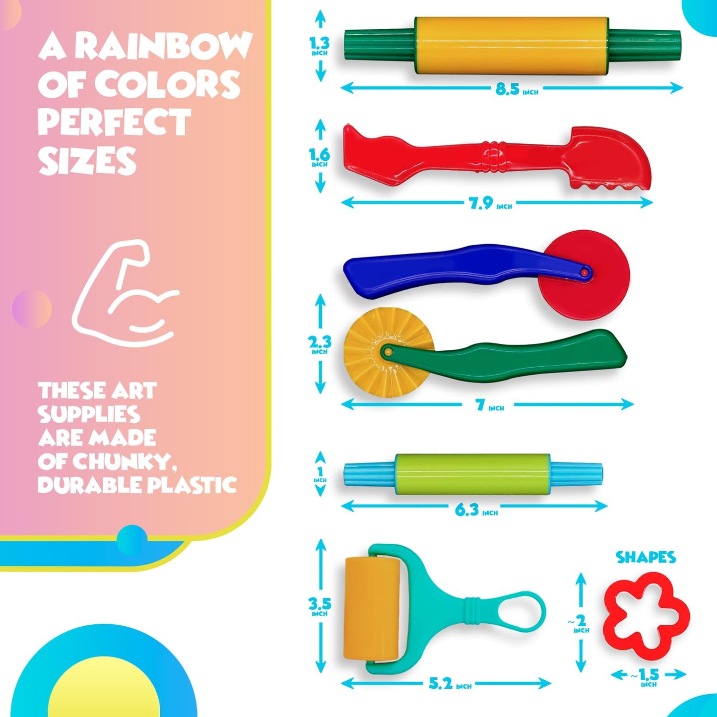 Dimrom Clay And Play Dough Tools Six Piece Set - Ages 3 & Up (18Pcs)