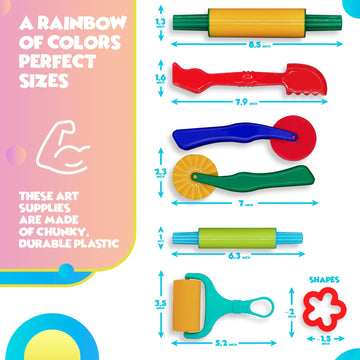 Dimrom Clay And Play Dough Tools Six Piece Set - Ages 3 & Up (18Pcs)