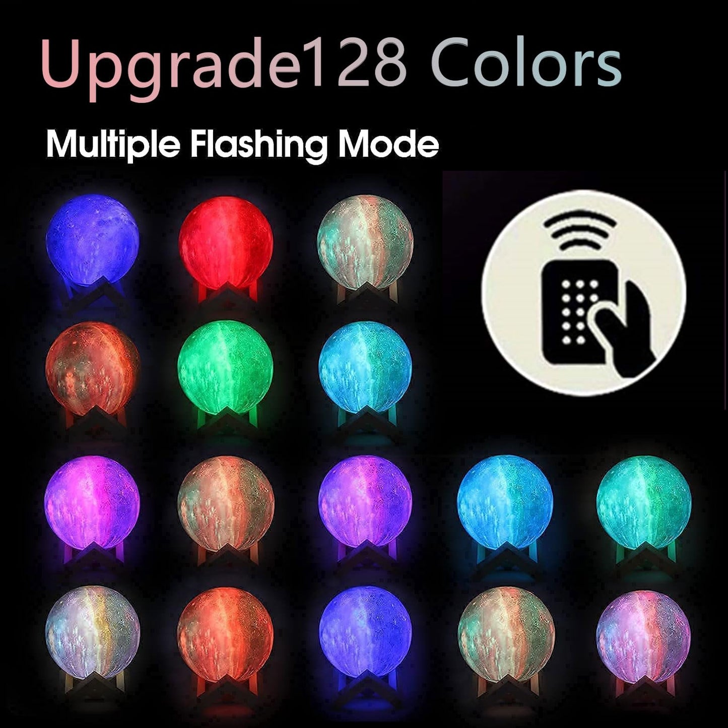 CPLA Night Lamp for Kids & Teens, 128 LED Colors, 5.9" Purple Galaxy, Remote & Touch Control, Model LX-YQ15128C-GL