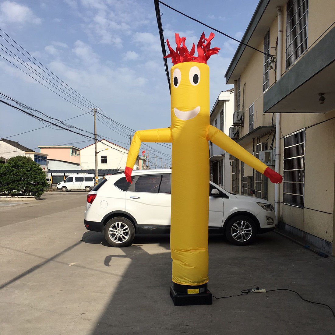 HI SUYI 20ft Advertising Inflatable Tube Men Blow Up Giant Waving Arm Fly Puppet Christmas Decorative Signs for Business Store P