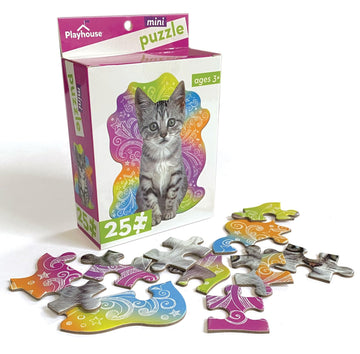 Playhouse Tabby Kitten 25-Piece Die-Cut Shaped Mini Puzzle For Kids