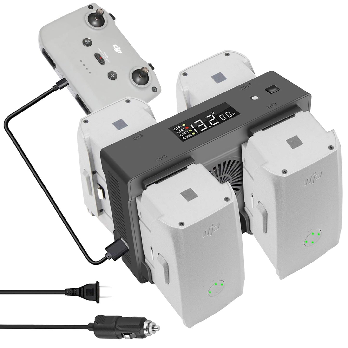 Hanatora Air 2S,Mavic Air 2 Wall & Car Charger Compatible with DJI Air 2S,Mavic Air Battery, 5 in 1 Rapid Multi Parallel Chargin