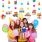 Daifunli 8 Pcs Happy Birthday Party Decorations Lets Party Garland Streamers Colorful Rainbow Birthday Theme Hanging Paper Cuto