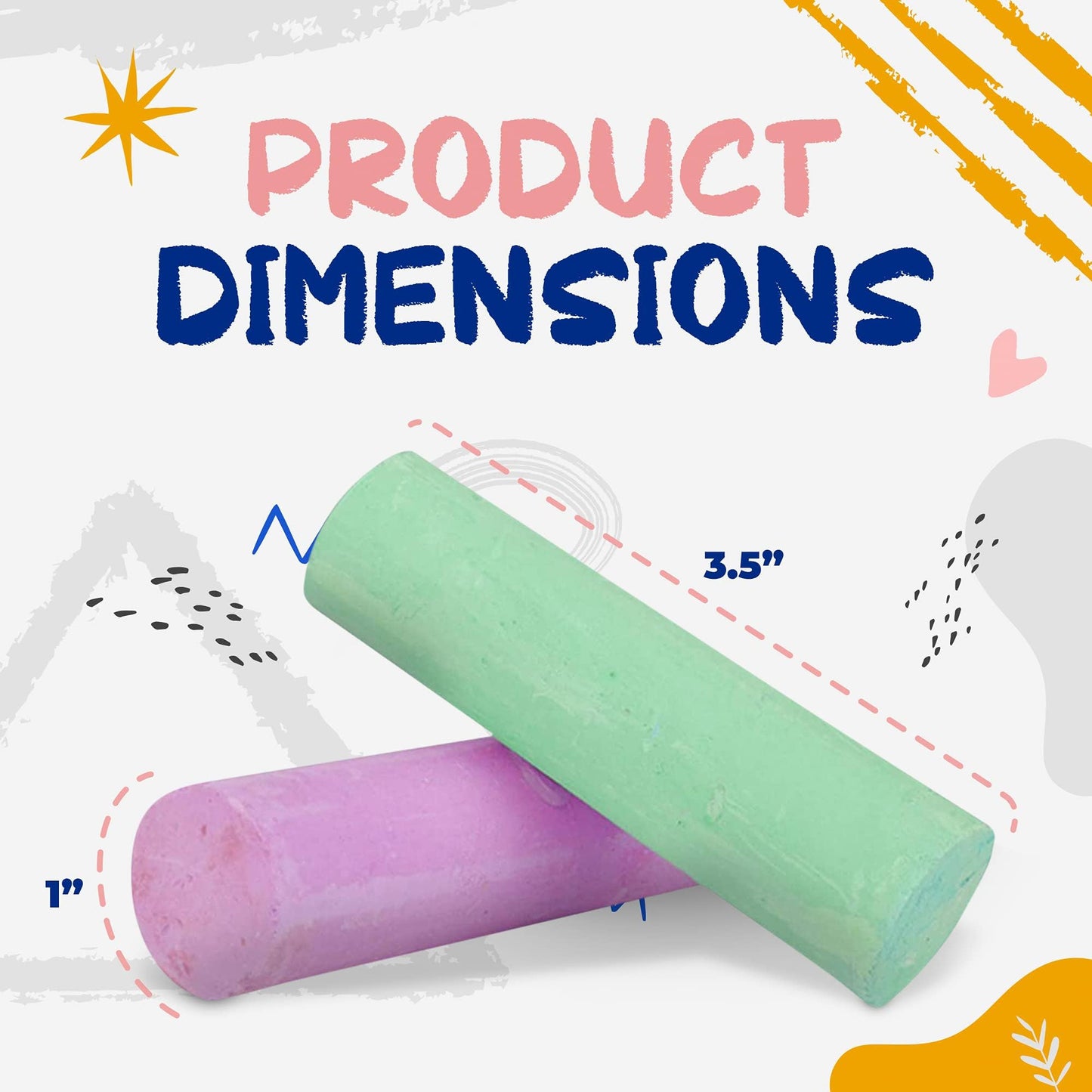 144 PCS Jumbo Washable Sidewalk Chalk Set Non-Toxic Jumbo Chalk for, Painting on Chalkboard, Playground, Blackboard, and Outdoor