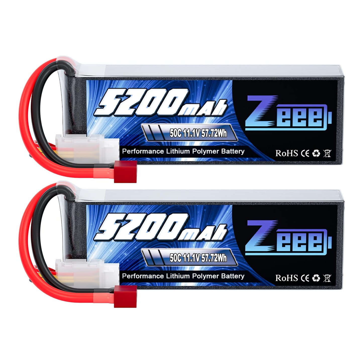 Zeee 11.1V 50C 5200mAh 3S Lipo Battery with T Connector Soft Case for RC Plane DJI Quadcopter RC Airplane RC Helicopter RC Car T