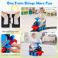 Honey Joy Ride On Train With Tracks, 6V Battery Powered Electric Ride On Toy For Kids, 16 Pcs Tracks, Flashing Lights & Music, Storage Seat, Playable Without Tracks, Gift For Boys Girls (Navy Blue)
