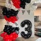 Race Car Number 3 Balloons,40 Inch Racing Car 3 Birthday Balloons Two Fast Balloon Race Track Black 3 Balloon Number For Cars Theme Birthday Party