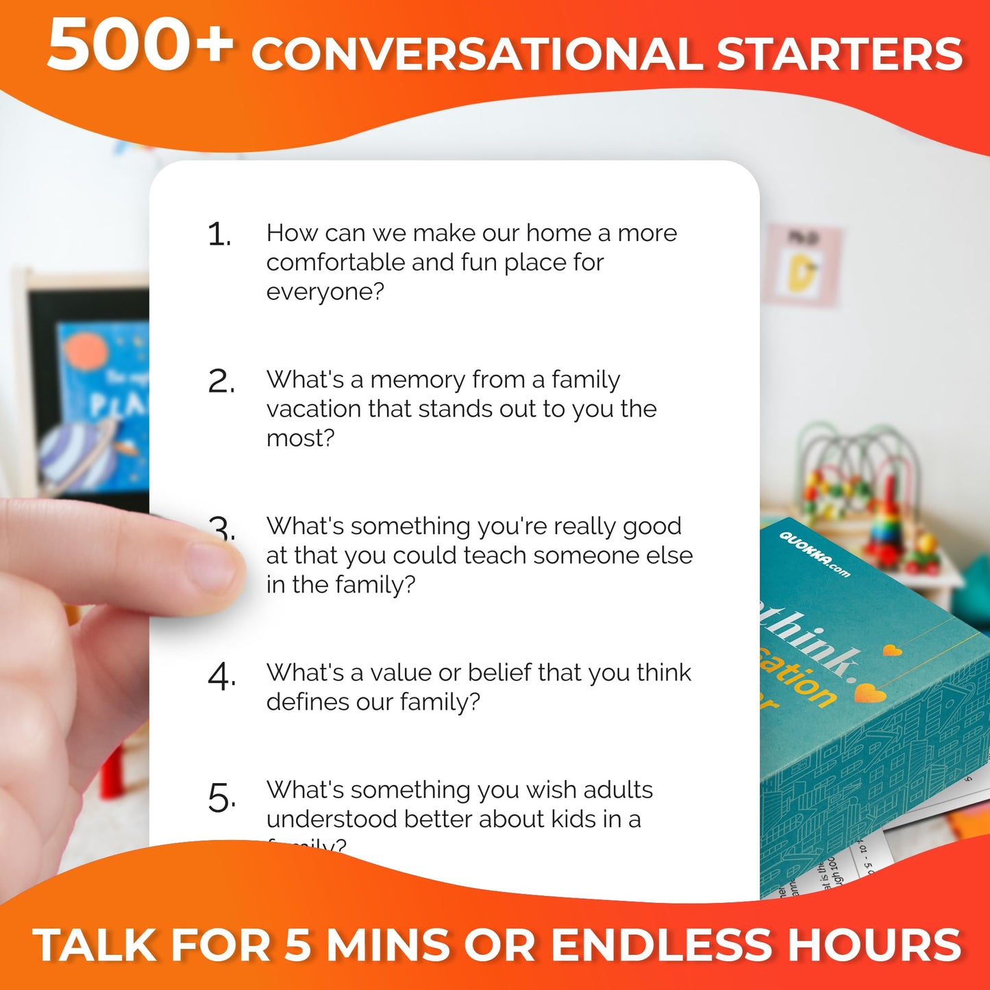 Quokka Conversation Cards Game - Family Edition | 500 Questions | Original Version | Share Thoughts - Fun Talking Board Game For Family Night