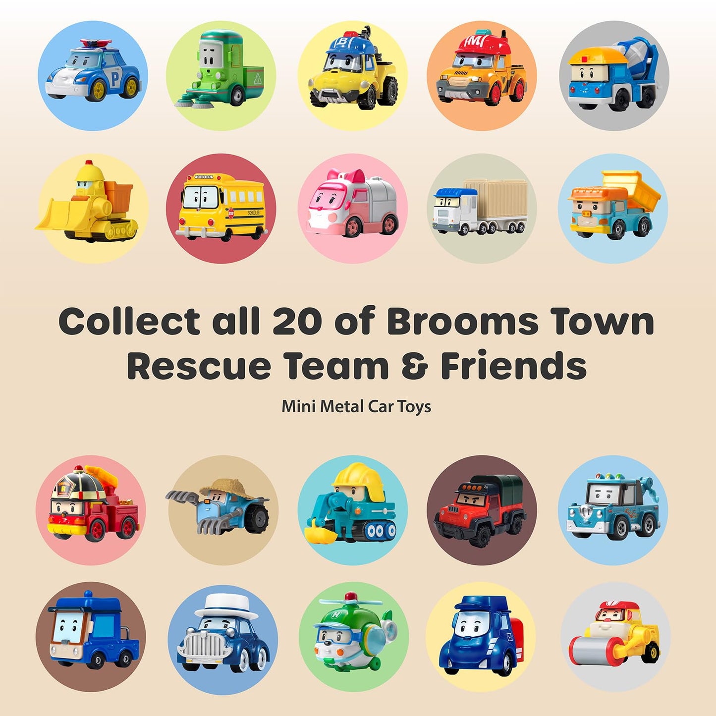 Robocar Poli, Poke DIE-CAST Metal Toy Cars, Excavator Construction Vehicle Toys (Non-Transforming Diecast Figure Vehicles), Kids