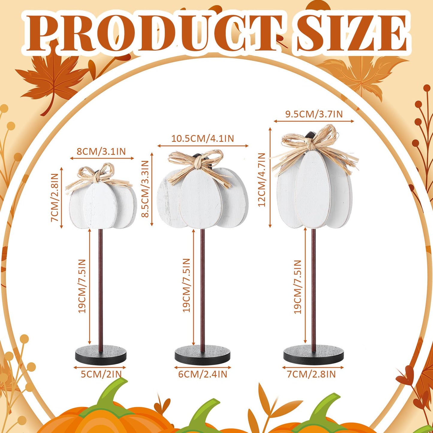 Thyle 3 Pcs Thanksgiving Pumpkin Table Centerpieces Wood Harvest Table Decorations for Home Standing Block Tall Sign with Bow fo