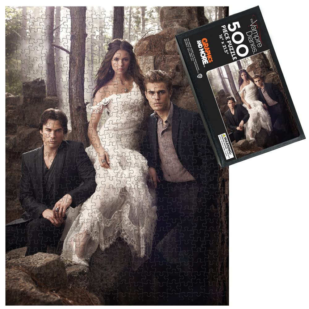 The Vampire Diaries Elena Damon Stefan 500 Piece Jigsaw Puzzle For Adults, 16' L X 21.5' W