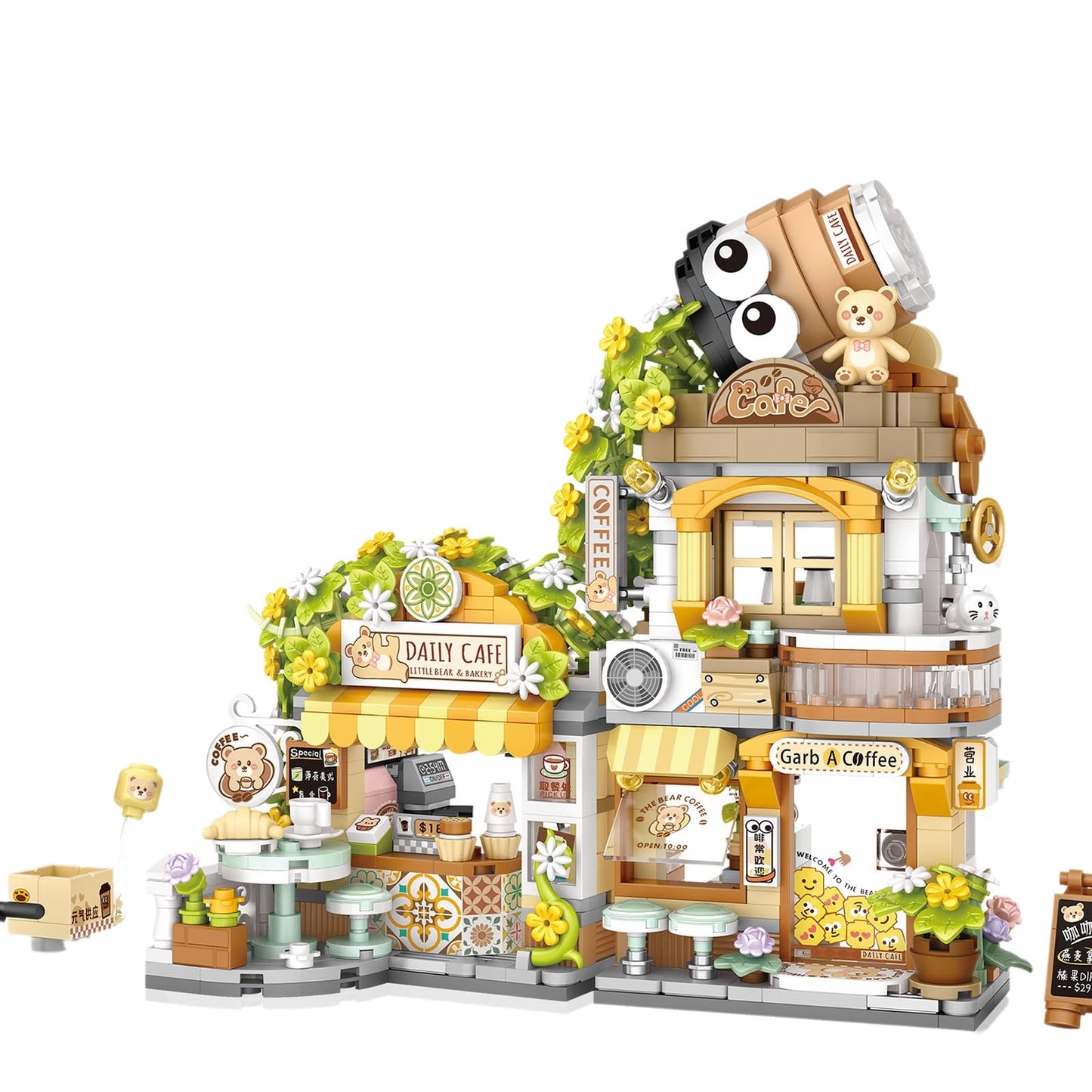 Yoxindax Streetscape Cafe Mini Building Set, 1770 Pcs Mini Brick Building Cafe Set (For Boys Girls 6+)