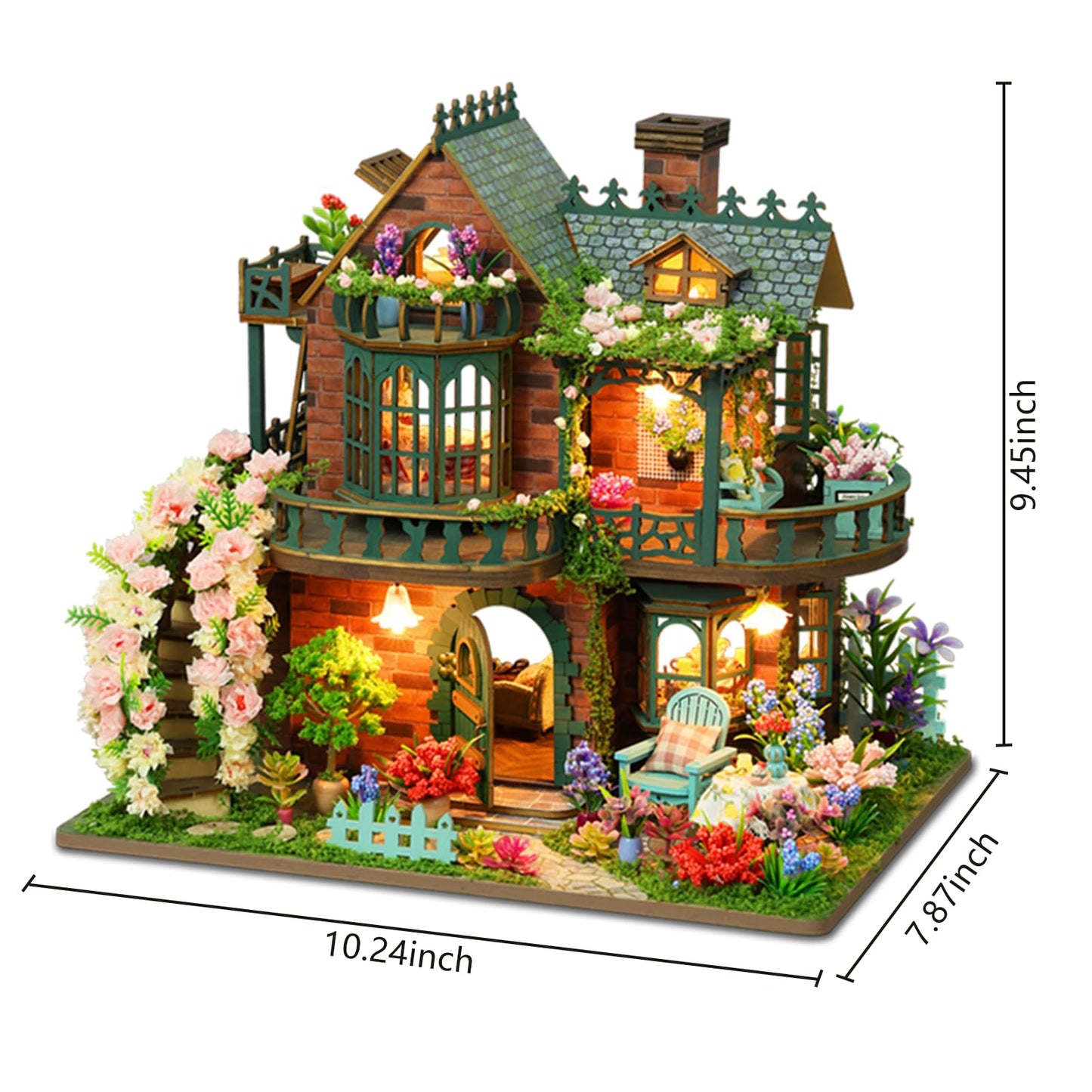 Plustopoy DIY Miniature House Kit - DIY Mini House Building Kit - Wooden Dollhouse Miniature Kit -Tiny Garden House Diorama Building Kits with Light - 3D Puzzle mature-themed Craft Unique Gift
