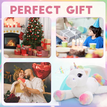 Tezituor 43In Giant Unicorn Plush Toys,Big White Unicorn Stuffed Animals,Lovely Unicorn Birthday Decorations For Children,Great Unicorns Gifts For Girls On Christmas Or Childred'S Day.