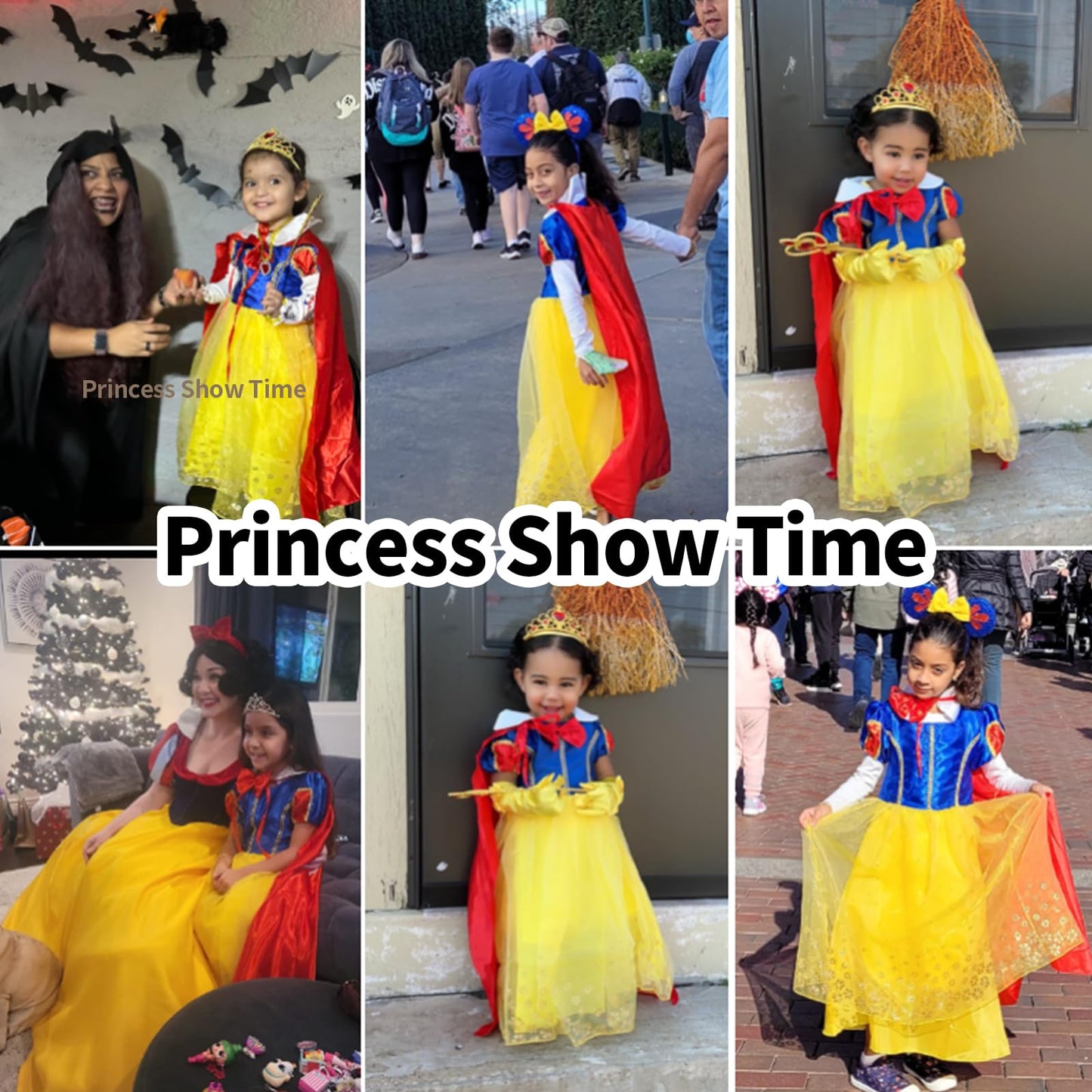 Chektin Princess Dress for Girls Halloween Costume Toddler Kids Birthday Party Cosplay Outfit with Accessories Yellow 7-8 Years
