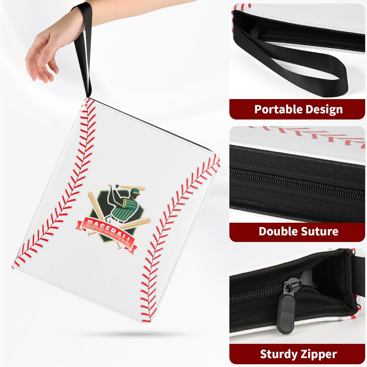 Baseball Trading Card Binder 9 Pocket  enhanced Zip Trading Card Binder  Waterproof 720 Double Sided Pocket PU Collection Binder  Card Album for YuGiOh  MTG  TCG  Game Cards & Sports Cards (white 2)