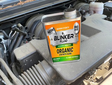 Gears Out Blinker Fluid - 32oz Professional Grade Metal Joke Gift - Funny Car Prank - Blue