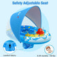 Ezigo Baby Pool Float With Canopy Upf50+ Sun Protection, Inflatable Kids Pool Float With Ocean Animal Toys For Babies 6-36 Months, Infant Swimming Float With Adjustable Safety Seat For Boys Girls