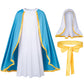 Irtysh Classic Girl Biblical Religious Virgin Mary Costume Fancy Dress Costume Headwrap Hat Waist Rope Set(7-8Years)