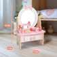 Wooden Vanity Set For Kids, Pretend Play Toddler Makeup Vanity Table Toys With 360 Rotatable Mirror, Beauty Salon Set Includes M