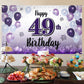 LASKYER Happy 49th Birthday Decorations,49th Purple Balloon Large Birthday Banner Backdrop Sign,49 Years Old Bday Party Supplies