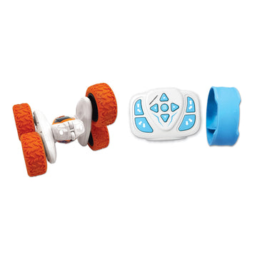 Lexibook- Crosslander Luminous Terrain Car, Wrist Remote, Rechargeable, Electronic Action Kit, White / Orange, Color