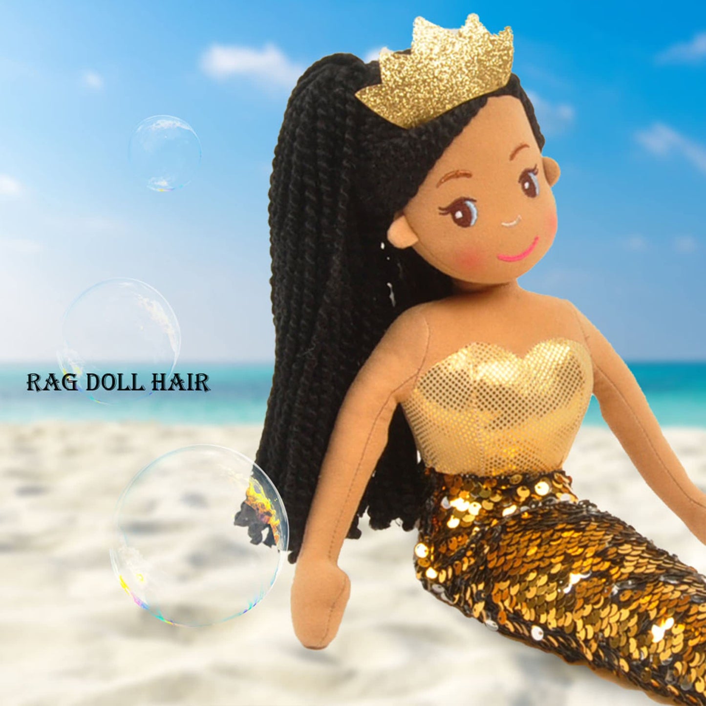 Linzy Toys, Kristal Mermaid With Reversible Sequin Tail, Soft Plush Mermaid Doll, Gold, 18' Mermaid Toys For Little Girls, Sirenas Para Ninas, Sirenas Plush (89001-2)