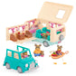 Li'l Woodzeez Happy Camper Playset - 53 Pcs Moose Family RV Toy, Multicolor, Plastic, Model WZ6782Z, Gift for Kids Age 3+
