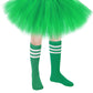 5 Layered Tutu Skirt For Kids Tulle Tutu Skirt With Tube Socks Princess Runners Costumes Cosplay For Girls Kids (Green,Kid)