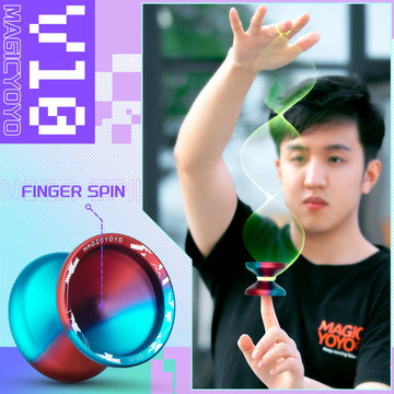 Magicyoyo V10 Blue Red Unresponsive Yoyo Professional Finger Spin Yoyo With 12 Yoyo Strings, Yoyo Case, Yoyo Glove
