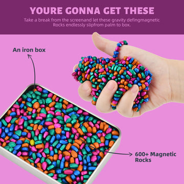 Magnetic Ferrite Putty Rocks,Multicolor More Than 600 Weak Magnetic Smooth Ferrite Pebbles, Magnet Rock Desk Toys And Time-Kille