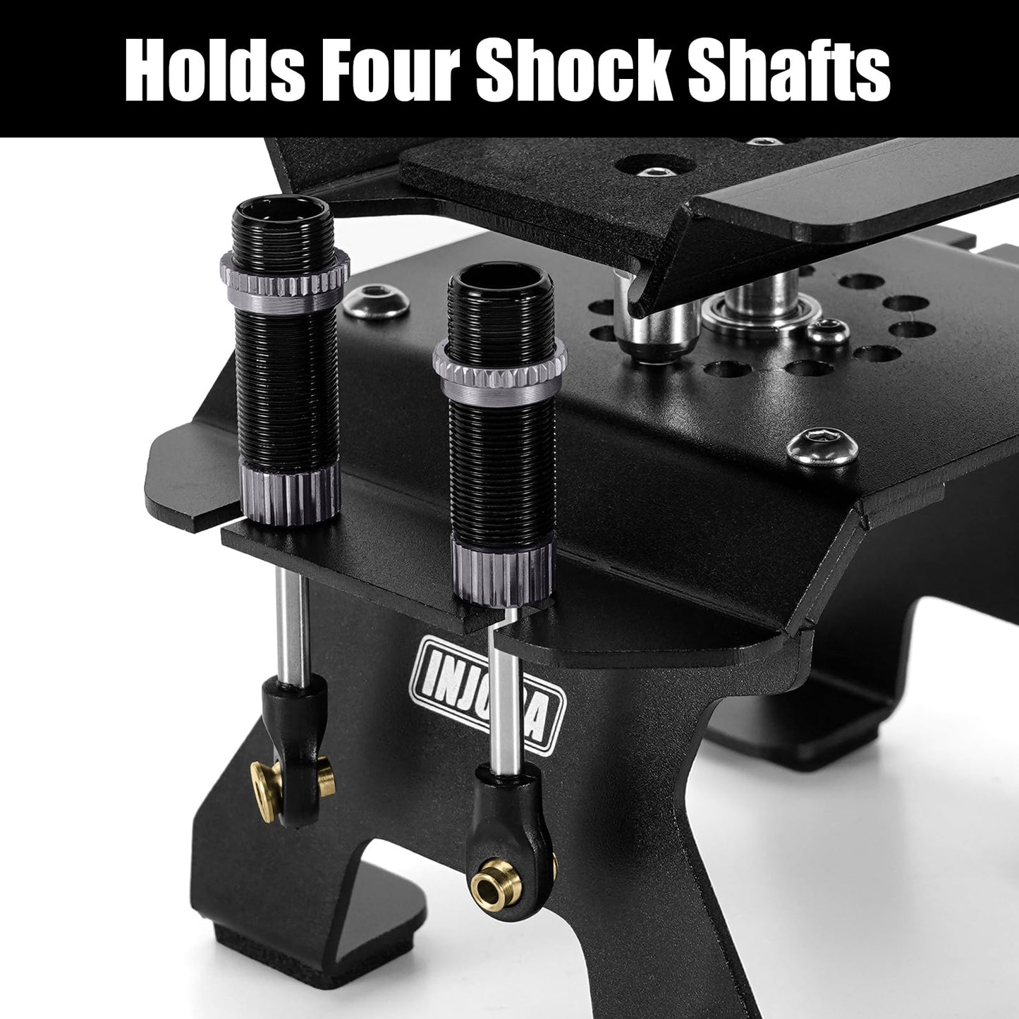 INJORA Aluminum 80g RC Car Stand with Shock Holder for 1/24 1/18 RC Crawler Upgrade(Black)